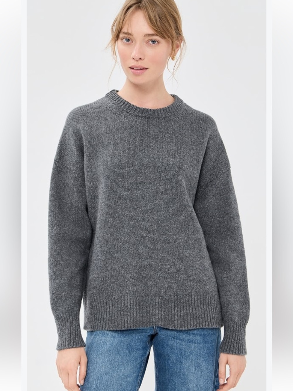 100% Wool Made in Korea Women's Crewneck Sweater Charcoal grey Medium